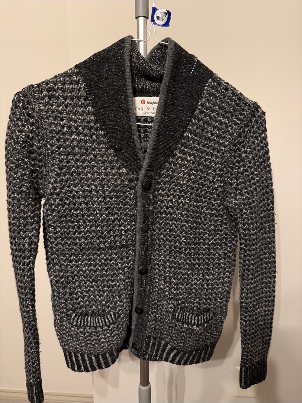 rag & bone Charcoal and Dark Gray Shawl Collar Cardigan